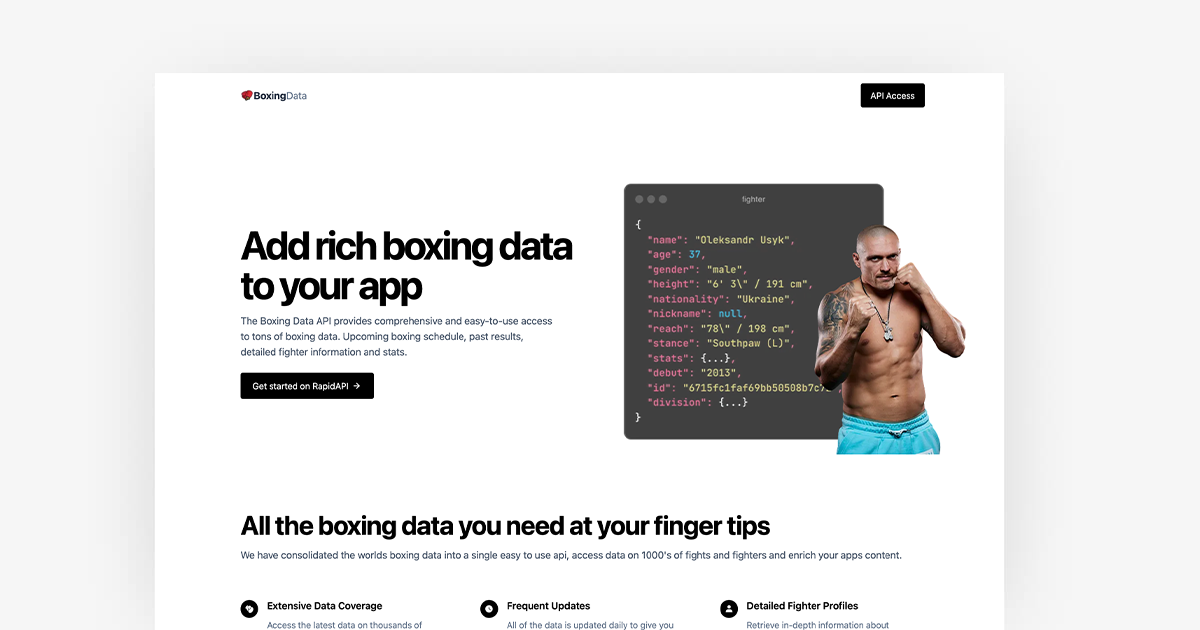 Boxing Stats Data API - Fight stats, schedules and fighter data